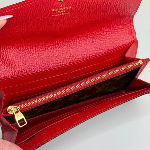 Louis Vuitton Monogram Canvas Wallet with Red Trim and Gold Hardware - Picture 7 of 7